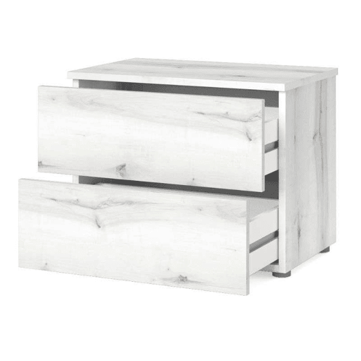 Mesa de cabeceira Lyon estilo moderno em branco Albo com 2 gavetas 54x43 cm Mesa de cabeceira Lyon estilo moderno em branco Albo com 2 gavetas 54x43 cm