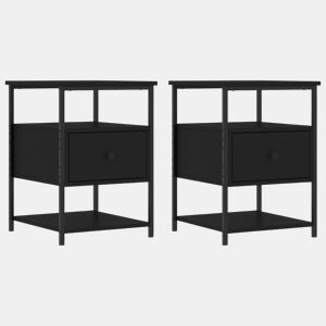 vidaXL Mesas de cabeceira 2pcs 40x42x56 cm derivados de madeira preto