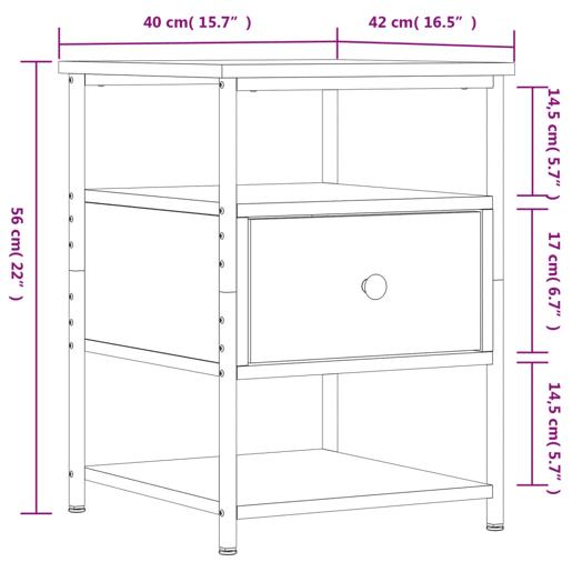 vidaXL Mesas de cabeceira 2pcs 40x42x56 cm derivados de madeira preto