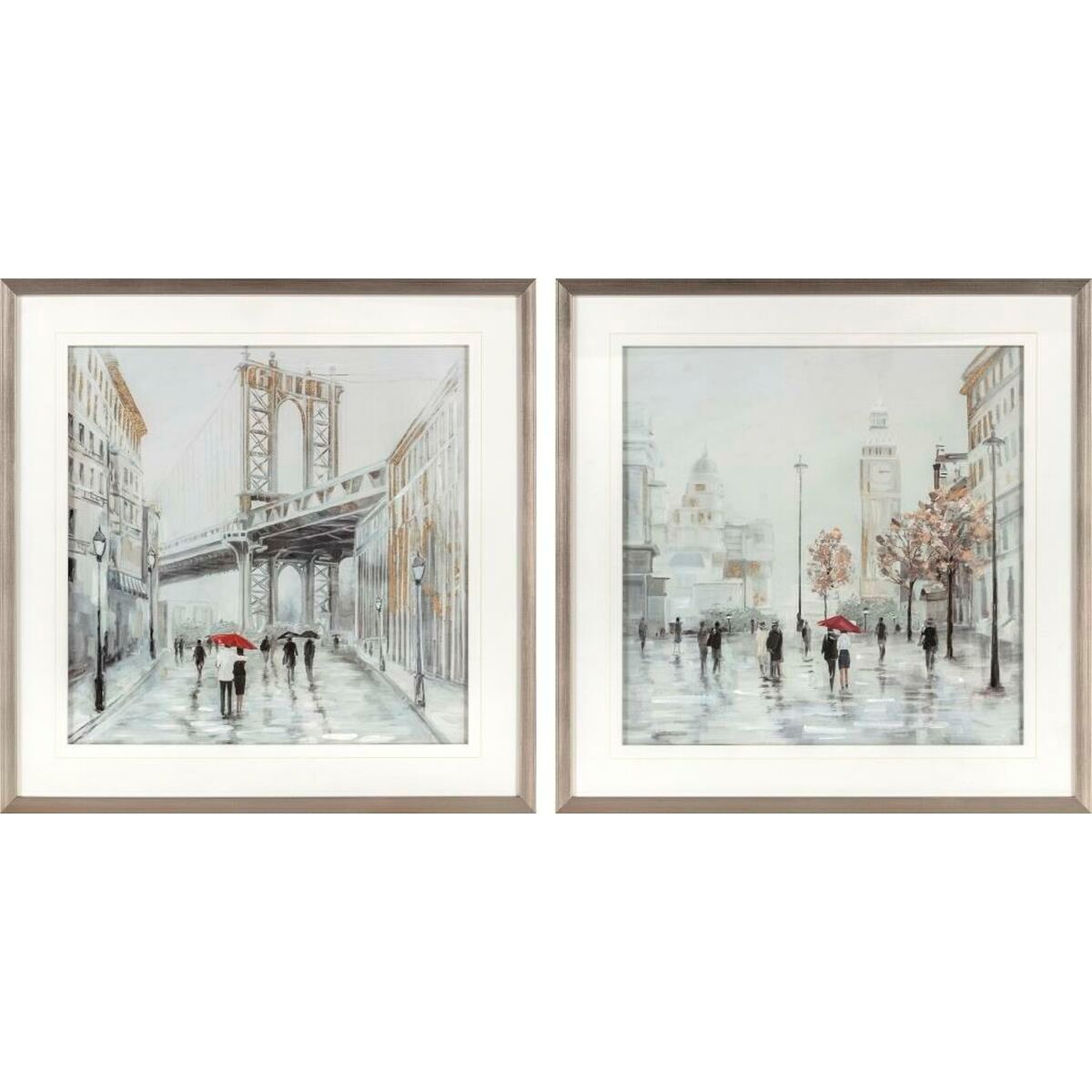 Cuadro dkd home decor ciudad (63 x 3 x 63 cm) (60 x 3 x 60 cm) (2 unidades)