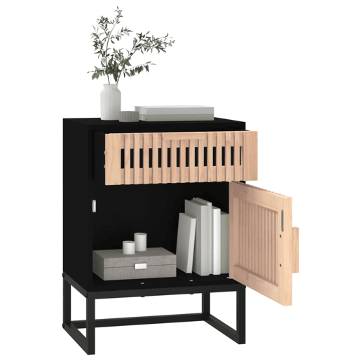 vidaXL Mesa de cabeceira 40x30x55,5 cm derivados madeiraferro preto vidaXL Mesa de cabeceira 40x30x55,5 cm derivados madeiraferro preto