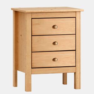 Mesa de Cabeceira Maya com 3 Gavetas para Quarto Estilo Natural Carvalho Mel 48x60x36 cm