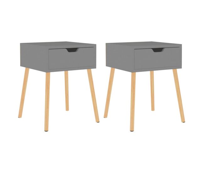 Vidaxl mesitas de noche 2 uds madera de ingeniería gris 40x40x56 cm
