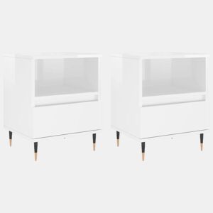 vidaXL Mesa de cabeceira 2 pcs derivados de madeira branco brilhante