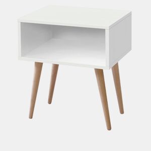 Mesa de cabeceira moderna Yao em branco e faia quarto 43x50x35 cm