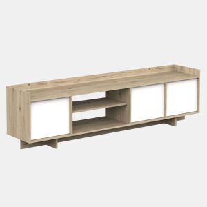Suporte de TV de chumbo 3 portas 1 prateleira carvalho artesanal e branco 183 melamina moderno e elegante para sala de estar