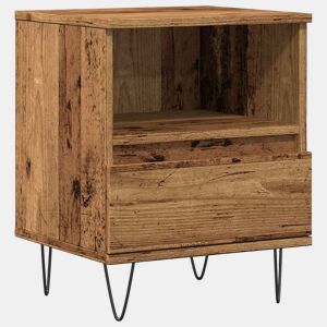vidaXL Mesa de cabeceira 40x35x50 cm derivados madeira madeira velha