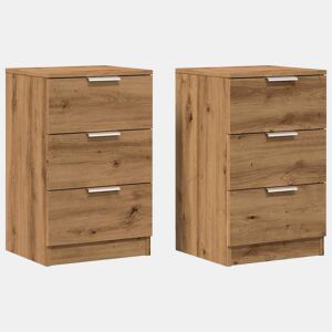 vidaXL Mesas de cabeceira 2pcs derivados de madeira carvalho artisiano
