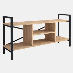 Móvel de TV para sala de estar Rus com 4 gavetas, preto e carvalho Safir, 120x63x37 cm