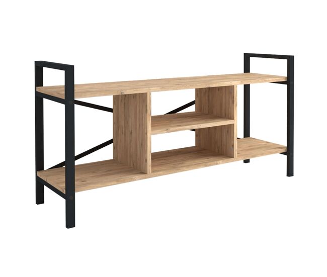 Mueble TV para Salón Rus 4 Huecos Negro y Roble Safir 120x63x37 cm
