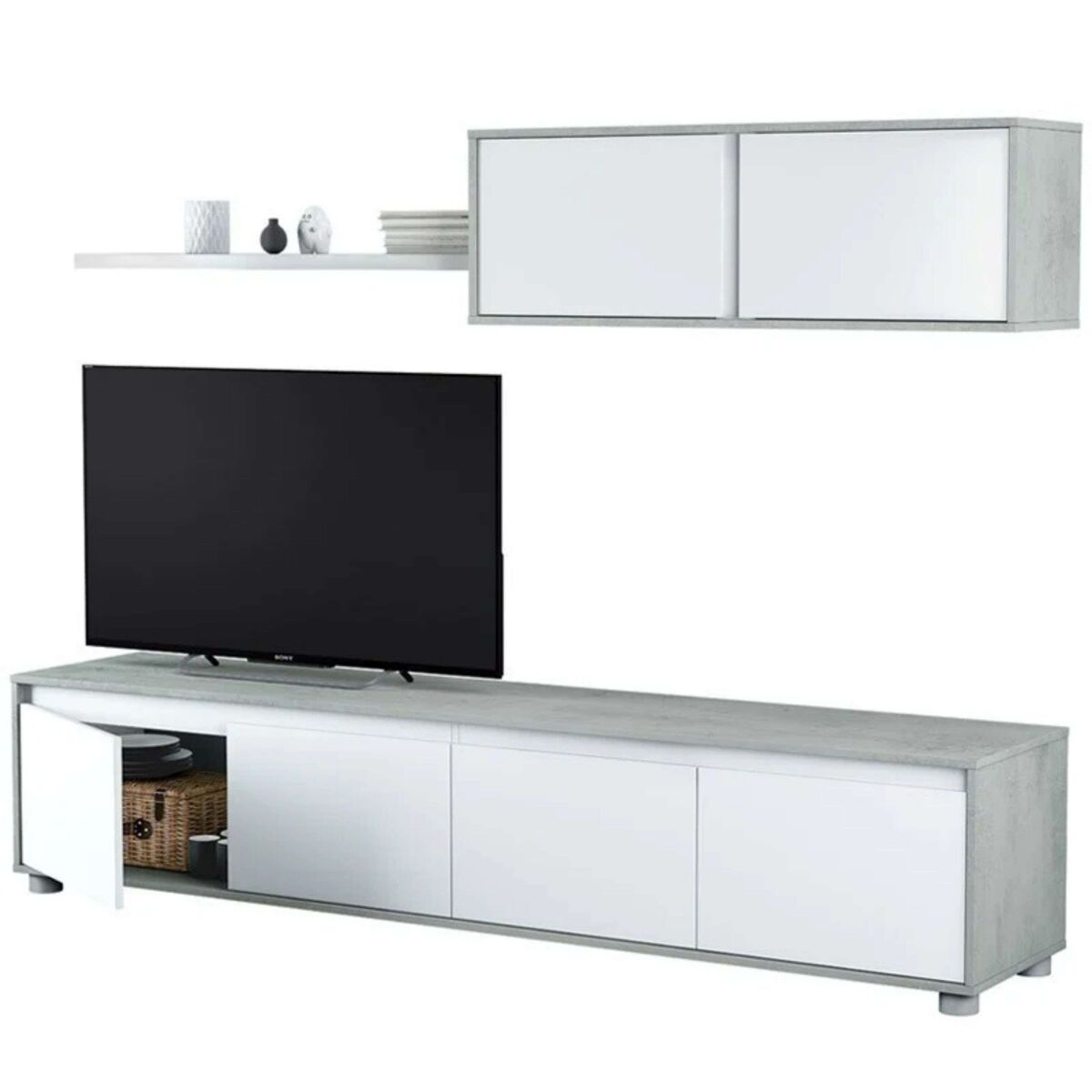 Conjunto de Muebles de Salón Comedor 200 Blanco/ Gris