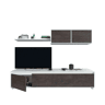 Pacote de móveis para sala de estar em estilo industrial em branco e ferrugem com módulo de TV, mesa de centro e mesa de jantar