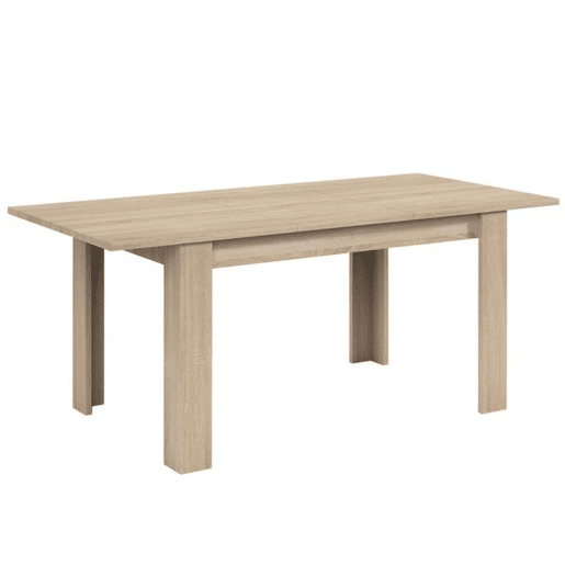 Conjunto de sala de estar nórdica com LED branco fosco e carvalho canadense (armário de TV + mesa de jantar extensível + mesa de centro dobrável) Conjunto de sala de estar nórdica com LED branco fosco e carvalho canadense (armário de TV + mesa de jantar extensível + mesa de centro dobrável)