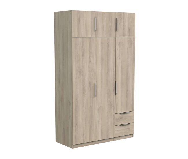 Armario dormitorio ghost 6 puertas y 2 cajones melamina color roble kronberg 120x51 cm
