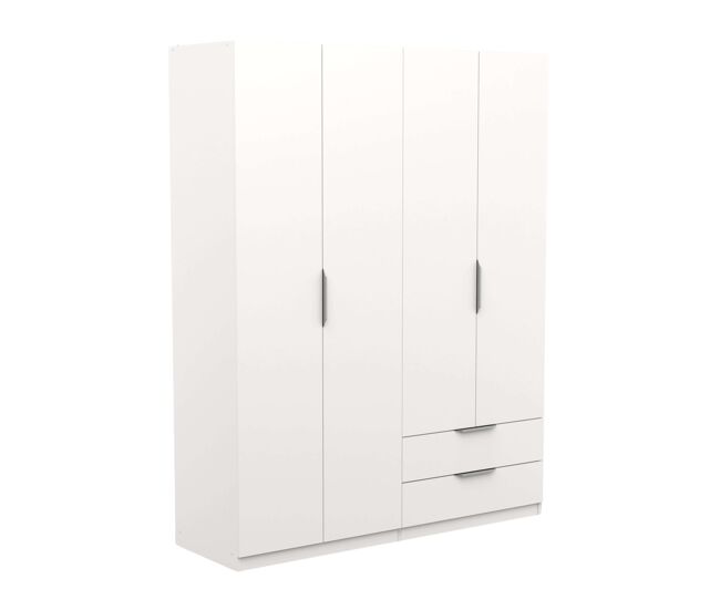 Armario dormitorio ghost 2 cajones y 4 puertas melamina color blanco 158x51 cm