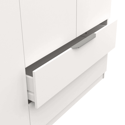 Guarda-roupa grande Ghost, closet com diferentes compartimentos, 8 portas e 2 gavetas, branco fosco ou carvalho Kronberg ou em branco e carvalho 203x158x51 cm