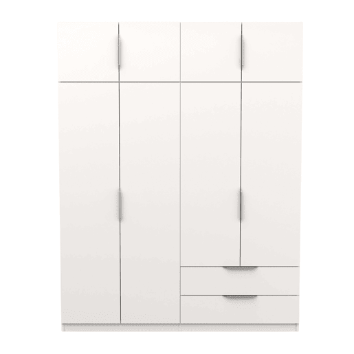 Guarda-roupa grande Ghost, closet com diferentes compartimentos, 8 portas e 2 gavetas, branco fosco ou carvalho Kronberg ou em branco e carvalho 203x158x51 cm