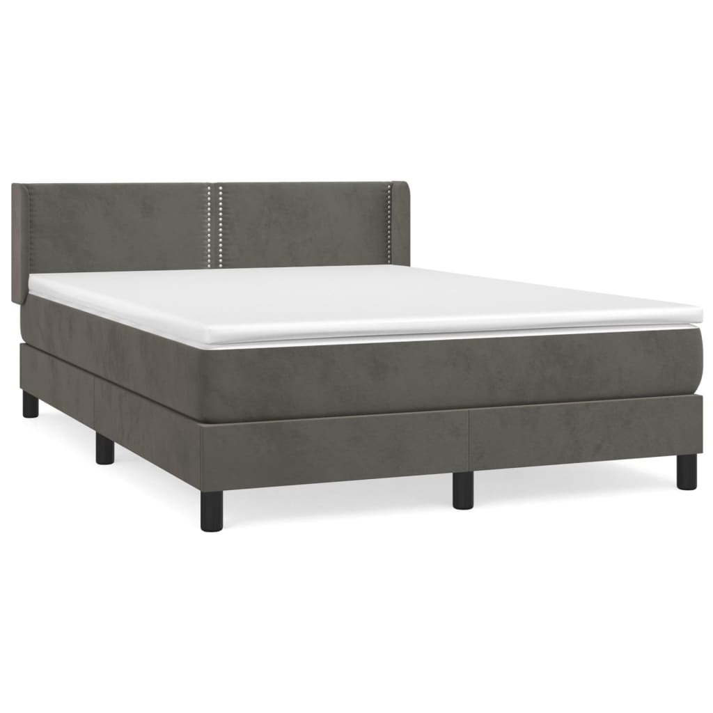 Cama box spring con colchón terciopelo gris oscuro 140x200 cm Liso con ...