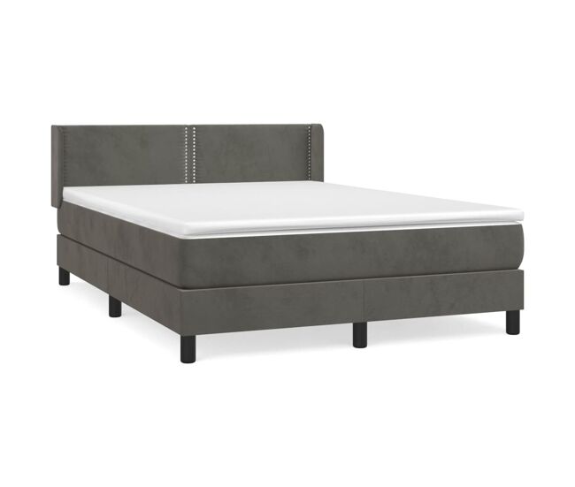 Cama box spring con colchón terciopelo gris oscuro 140x200 cm Liso con ...