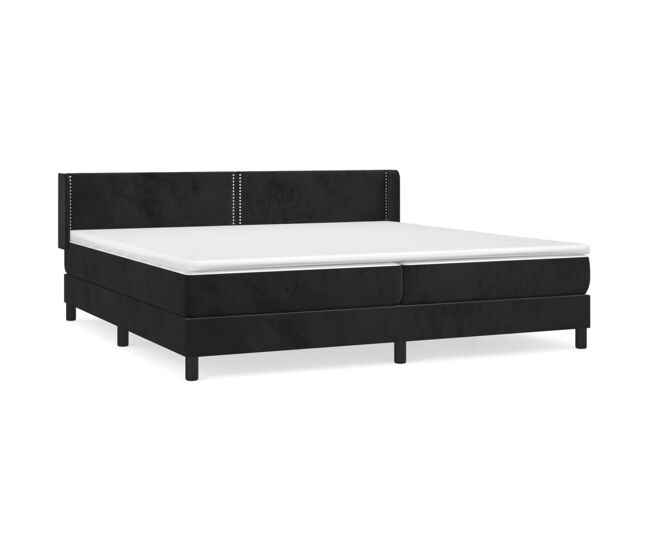 Cama box spring con colchón terciopelo negro 200x200 cm liso con clavos