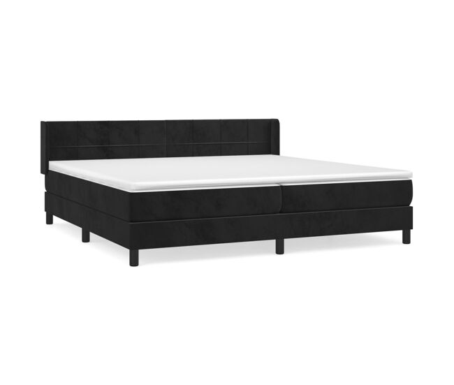 Cama box spring con colchón terciopelo negro 200x200 cm bloques con cuadros