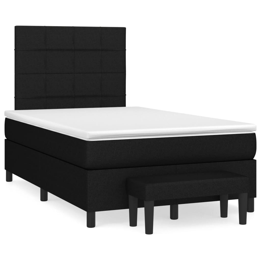 cama box spring con colchon tela negro 120x200 cm bloques con cuadros