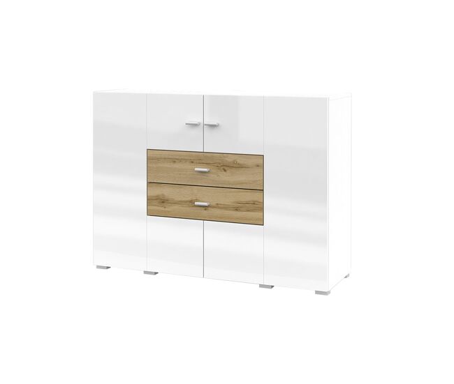 Bufé 2 puertas y 2 cajones akram blanco y madera