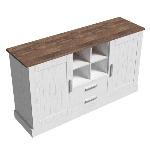 Aparador clássico - com 2 portas 2 gavetas 4 compartimentos - Branco