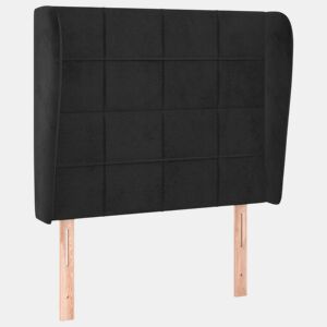 vidaXL Cabeceira de cama c abas veludo 103x23x118128 cm preto