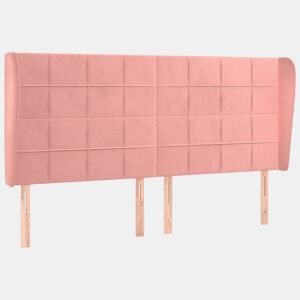 vidaXL Cabeceira cama c abas veludo 163x23x118128 cm rosa