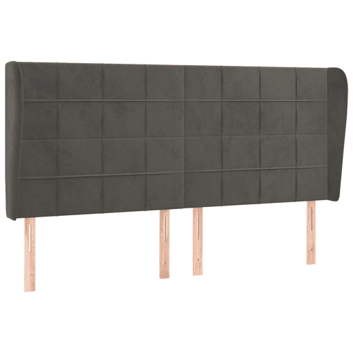 vidaXL Cabeceira cama c abas veludo 203x23x118128 cm cinzento-escuro vidaXL Cabeceira cama c abas veludo 203x23x118128 cm cinzento-escuro