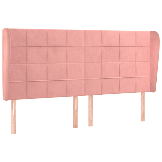 vidaXL Cabeceira cama c abas veludo 203x23x118128 cm rosa
