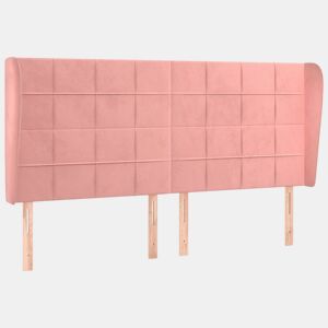 vidaXL Cabeceira cama c abas veludo 203x23x118128 cm rosa