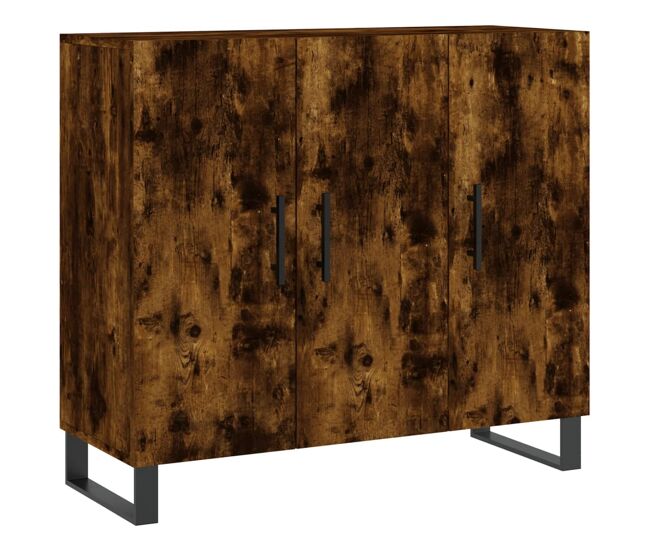 Vidaxl aparador de madera de ingeniería roble ahumado 90x34x80 cm