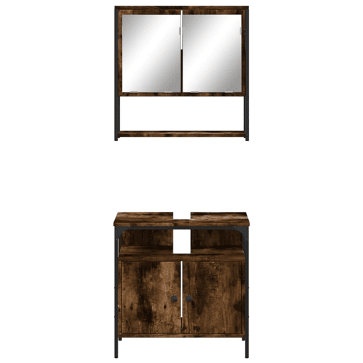 vidaXL 2 pcs conj. móveis casa de banho derivados madeira cor fumado