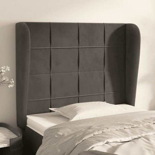 vidaXL Cabeceira cama c abas veludo 103x23x118128 cm cinzento-escuro vidaXL Cabeceira cama c abas veludo 103x23x118128 cm cinzento-escuro