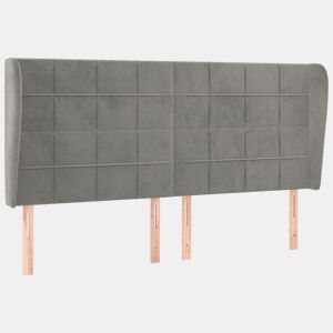 vidaXL Cabeceira cama c abas veludo 203x23x118128 cm cinzento-claro