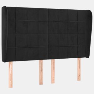 vidaXL Cabeceira de cama c abas veludo 147x23x118128 cm preto