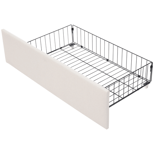 Cama de solteiro de madeira maciça 90x200cm com 2 gavetas e luz LED,bege