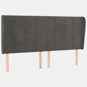 vidaXL Cabeceira cama c abas veludo 183x23x118128 cm cinzento-escuro