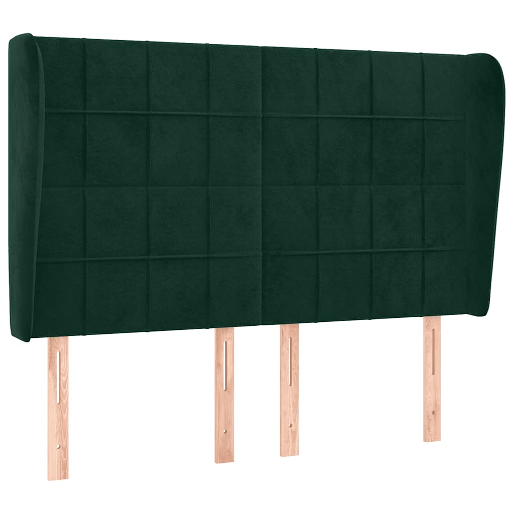 Vidaxl cabecero con orejas de terciopelo verde oscuro 147x23x118/128cm