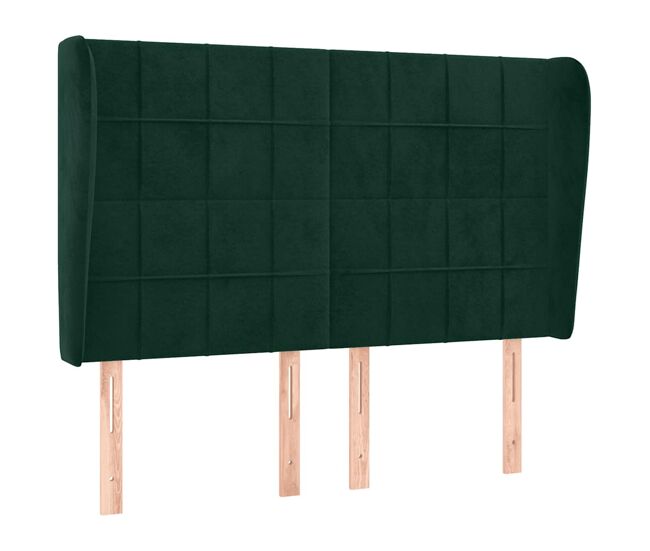 Vidaxl cabecero con orejas de terciopelo verde oscuro 147x23x118/128cm