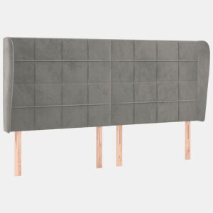 vidaXL Cabeceira cama c abas veludo 163x23x118128 cm cinzento-claro