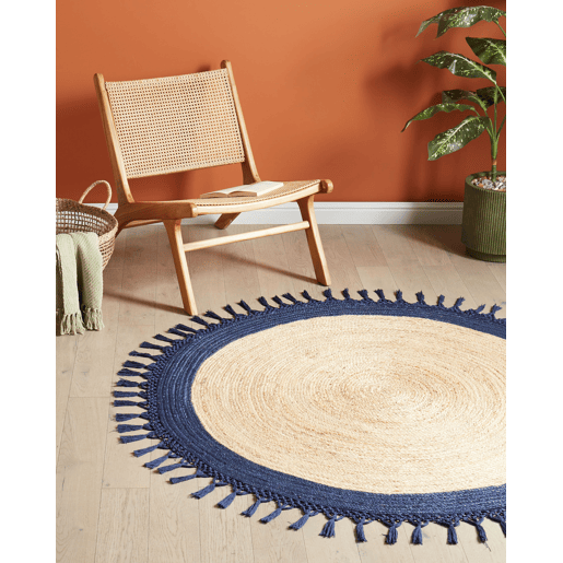 Tapete MARTS Azul escuro ø 140 cm Juta