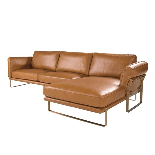 ANGEL CERDA Sofá chaise longue direito em pele camel
