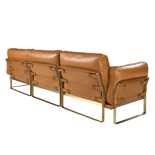 ANGEL CERDA Sofá chaise longue direito em pele camel