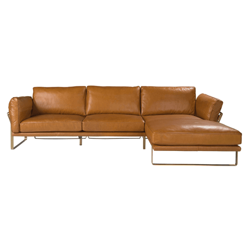 ANGEL CERDA Sofá chaise longue direito em pele camel