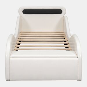 Cama de criança 90x200cm - Cama almofadada em forma de carro com rodas iluminadas - Branco