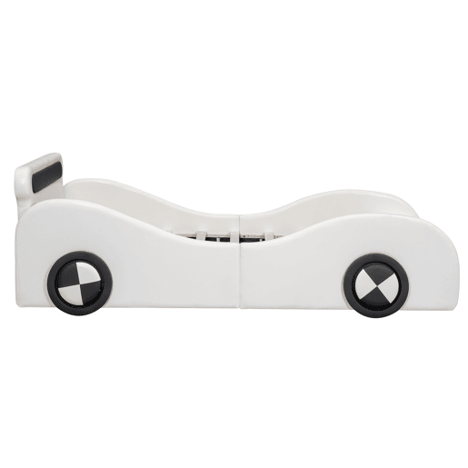 Cama de criança 90x200cm - Cama almofadada em forma de carro com rodas iluminadas - Branco