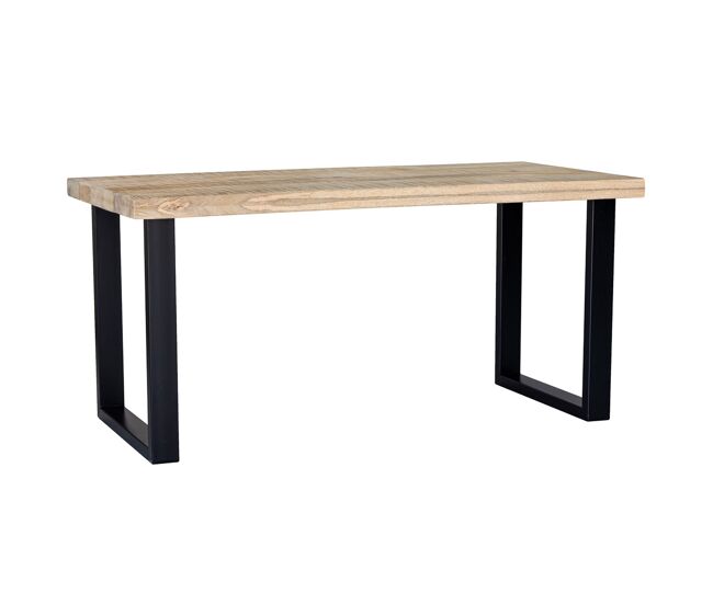 Mesa de comedor rectangular de mango natural y patas de 160x80x76